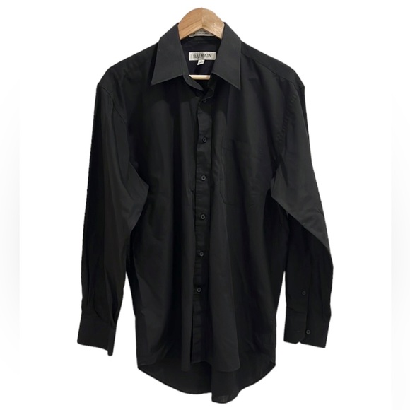 BALMAIN Collar Button Up Black Shirt - Picture 1 of 13